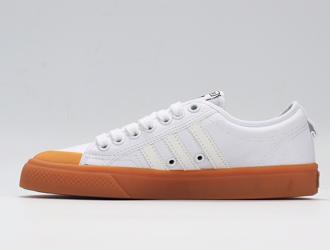 100 Adidas NIZZA 校园帆布板鞋懒人一脚蹬 CQ2533 白生胶 网红情侣鞋