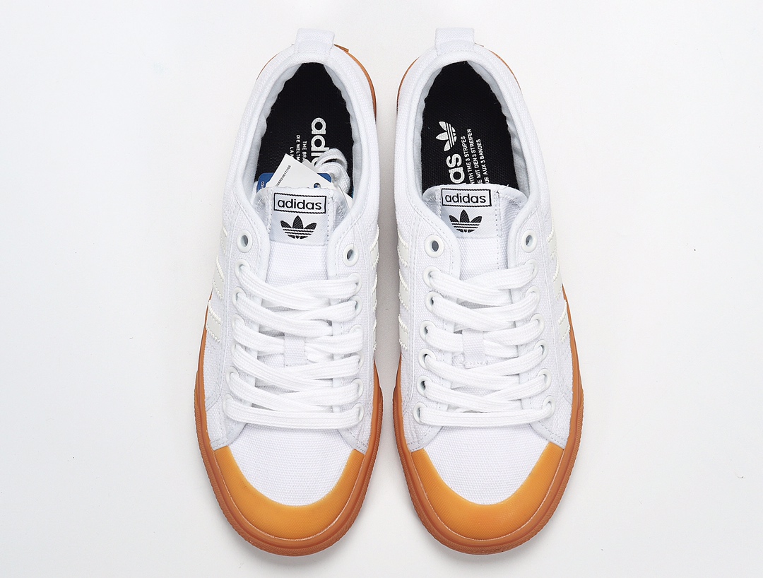 100 Adidas NIZZA 校园帆布板鞋懒人一脚蹬 CQ2533 白生胶 网红情侣鞋