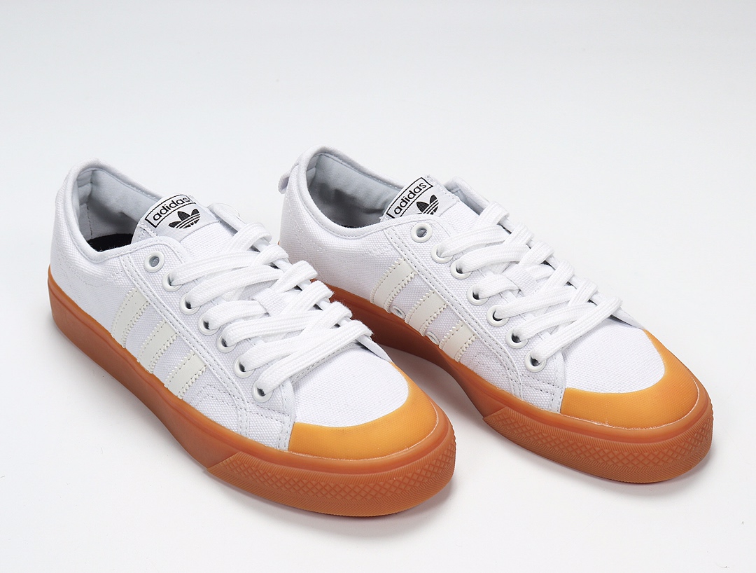 100 Adidas NIZZA 校园帆布板鞋懒人一脚蹬 CQ2533 白生胶 网红情侣鞋