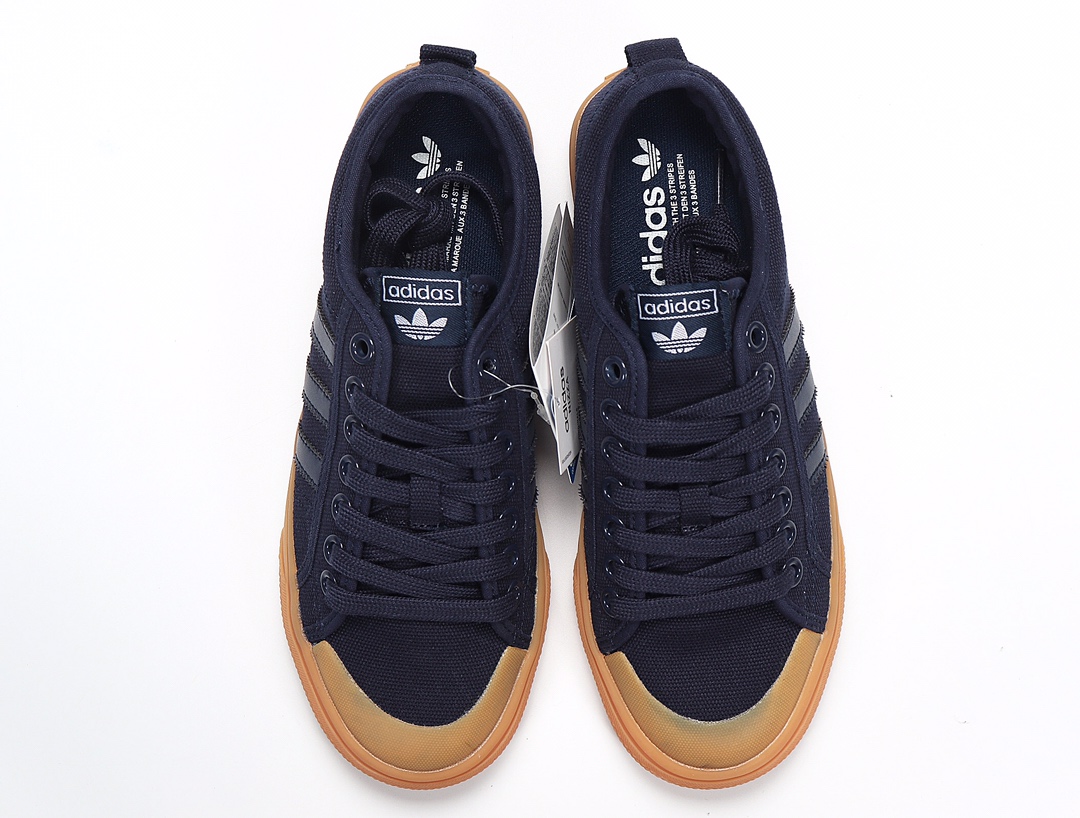 100 Adidas NIZZA 校园帆布板鞋懒人一脚蹬 F23807 宝蓝生胶 网红情侣鞋 真标原盒纯硫化