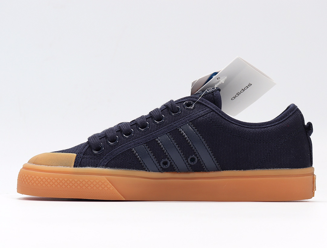 100 Adidas NIZZA 校园帆布板鞋懒人一脚蹬 F23807 宝蓝生胶 网红情侣鞋 真标原盒纯硫化
