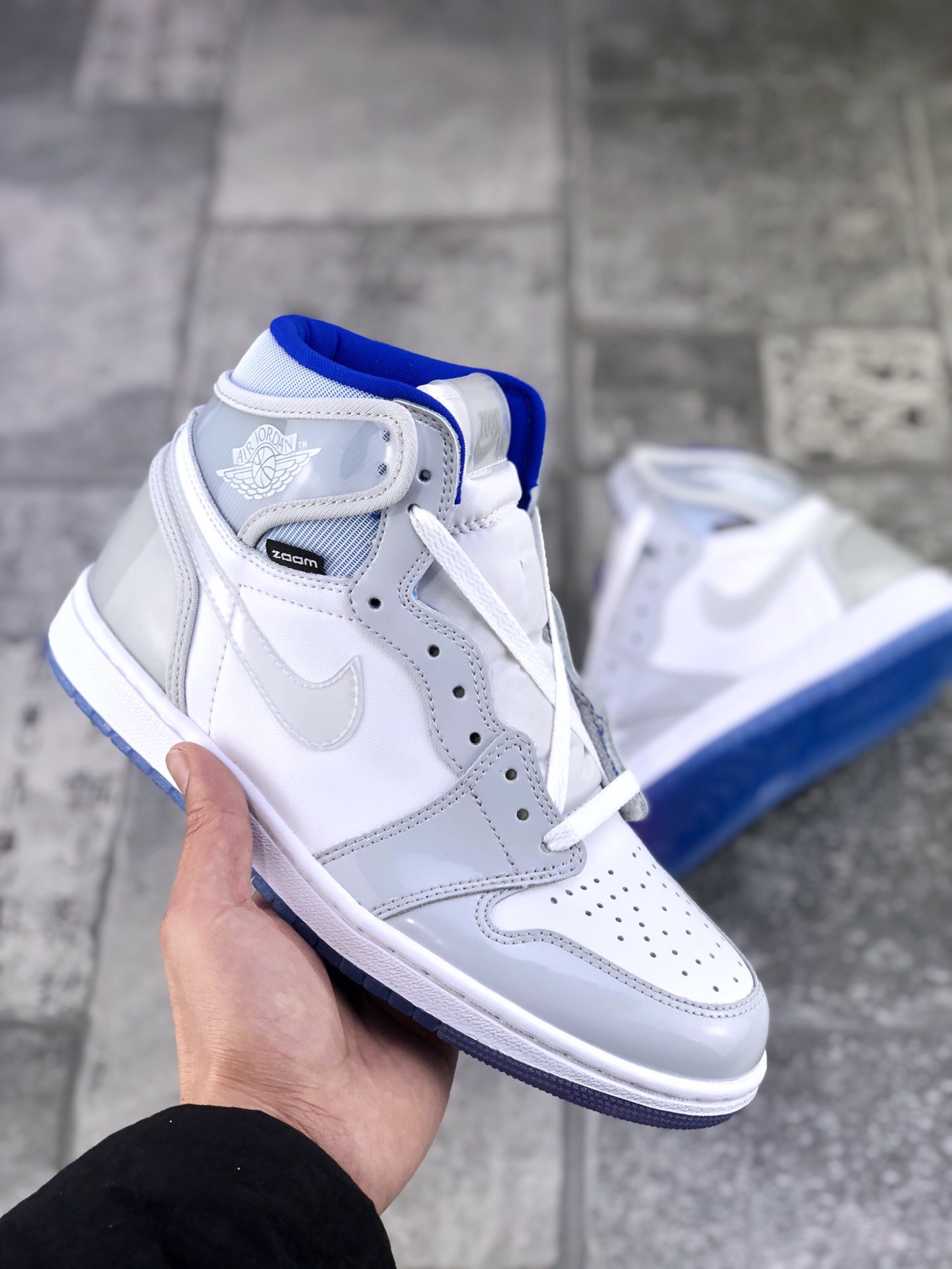 150 真标半码Air Jordan 1 High Zoom R2T “Racer Blue”灰白渐变
