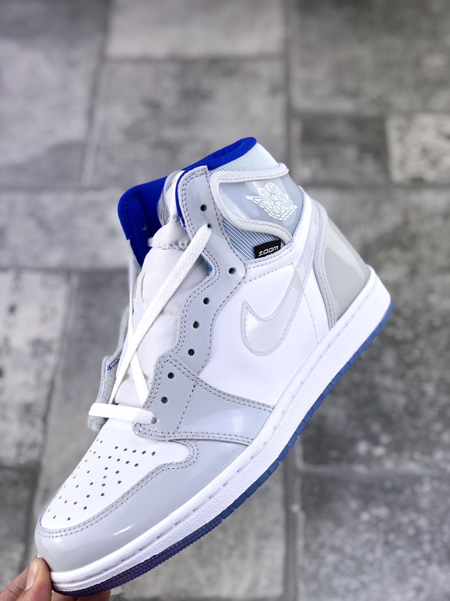 150 真标半码Air Jordan 1 High Zoom R2T “Racer Blue”灰白渐变