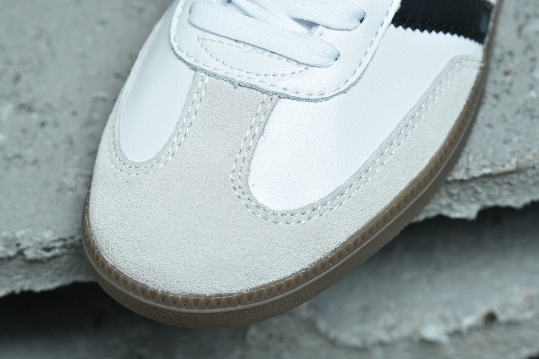 170 三叶草adidas Originals Samba OG桑巴舞系列绅士德训足球百搭皮革板鞋“皮革白灰黑焦糖底”B75806