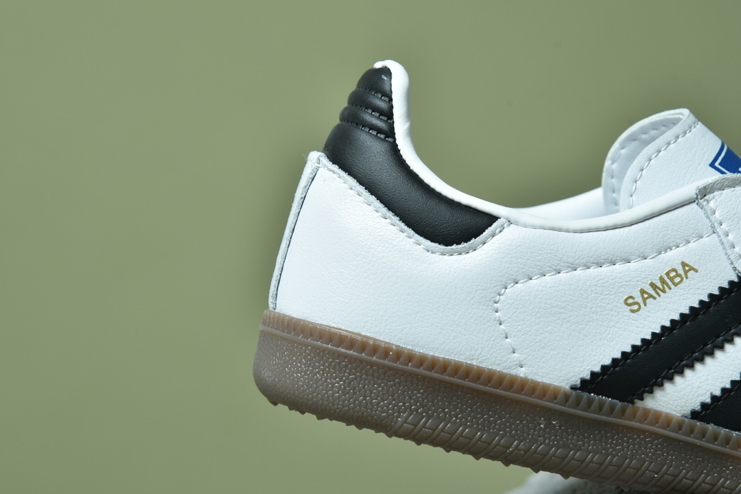 170 三叶草adidas Originals Samba OG桑巴舞系列绅士德训足球百搭皮革板鞋“皮革白灰黑焦糖底”B75806