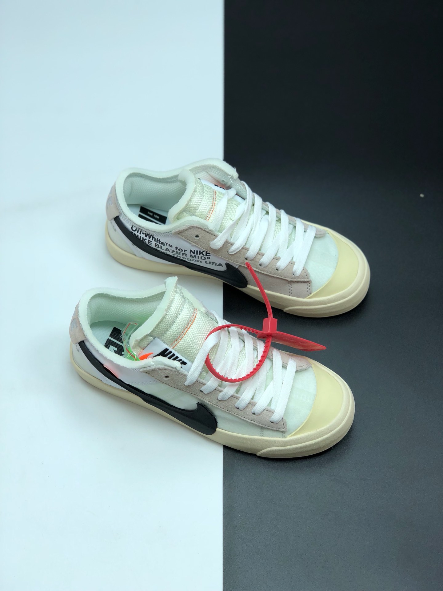 130 韩国进口碳灰网纱 限定发售 Off-White x Nike Blazer Mid “All Hallows Eve”开拓者经典低帮百搭板鞋“AA3832 001