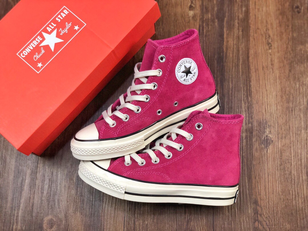 170  玫红麂皮 匡威 Converse 70s 玫红麂皮 高帮帆布鞋