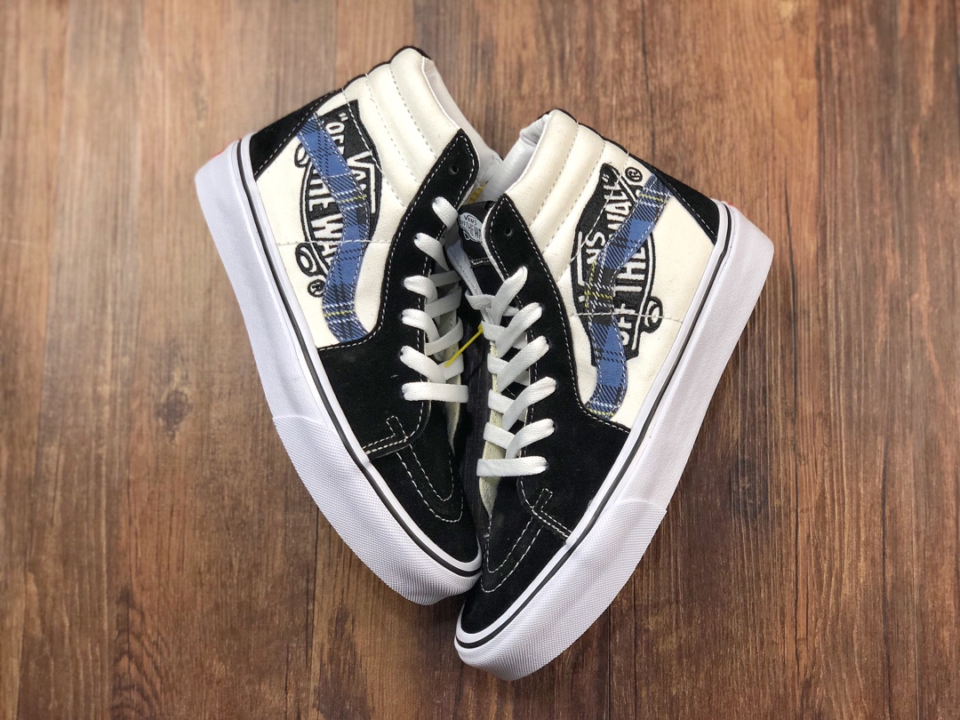 170 Vans Sk8-Hi 2020独家首发，万斯白蓝格纹logo经典滑板图案系列强势回归