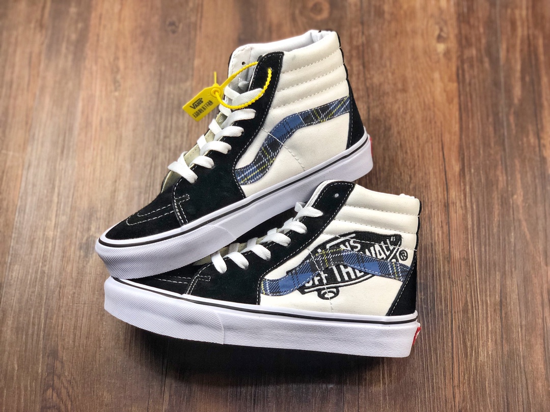 170 Vans Sk8-Hi 2020独家首发，万斯白蓝格纹logo经典滑板图案系列强势回归