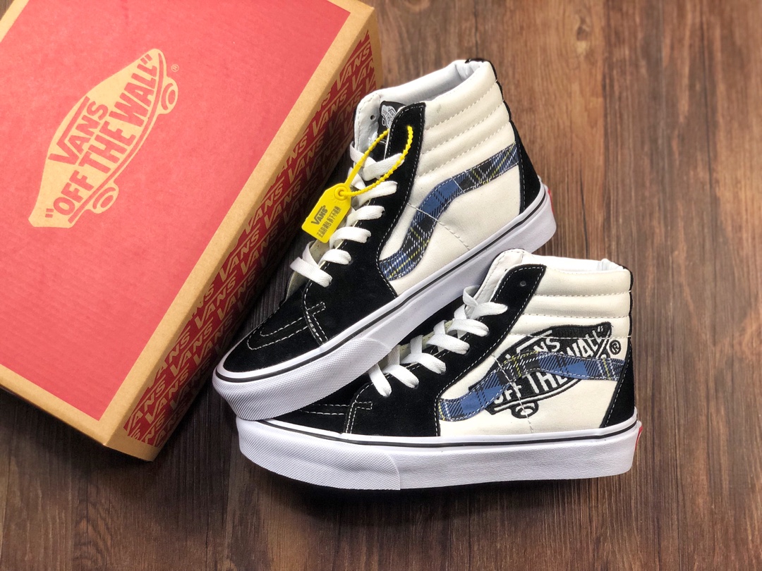 170 Vans Sk8-Hi 2020独家首发，万斯白蓝格纹logo经典滑板图案系列强势回归