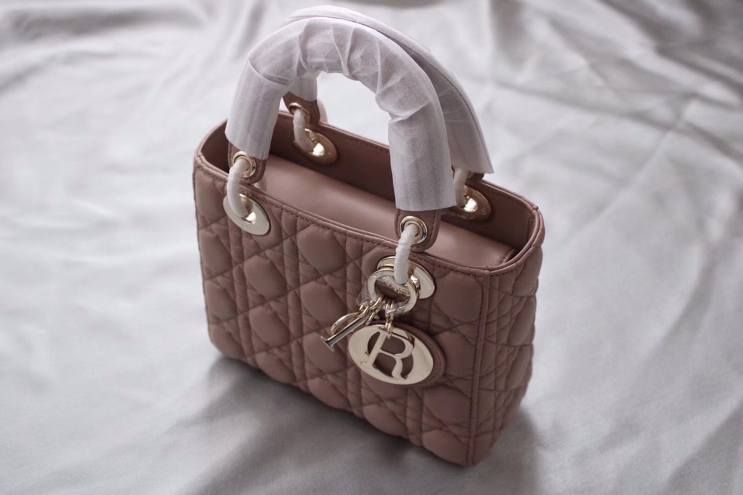 Dior Lady Handbags Crossbody & Shoulder Bags Pink Lambskin Sheepskin