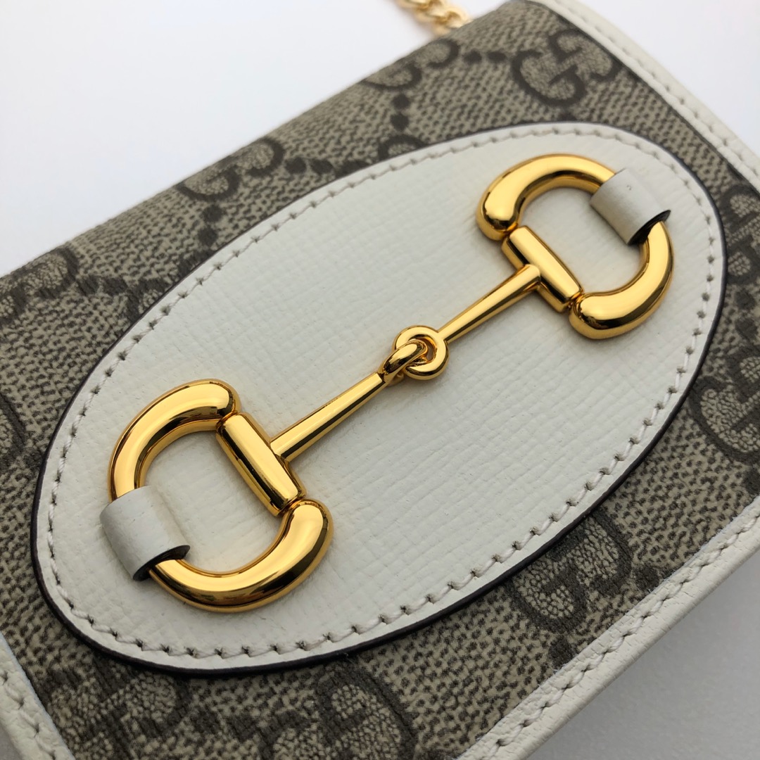 GUCCI古驰马衔扣1955系列双G帆布皮革肩背包623180