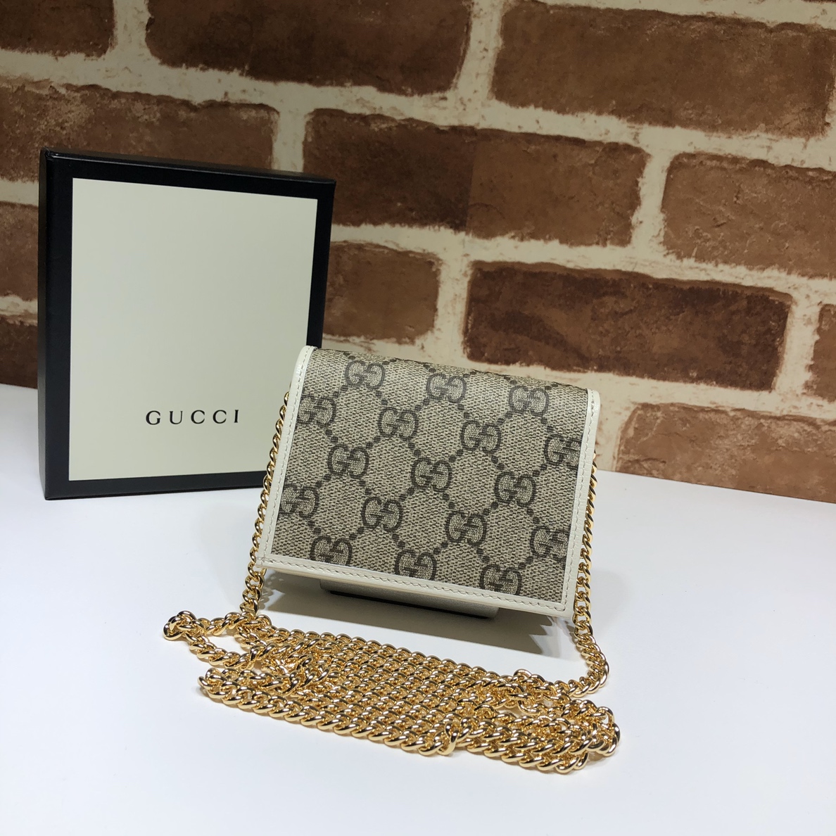 GUCCI古驰马衔扣1955系列双G帆布皮革肩背包623180