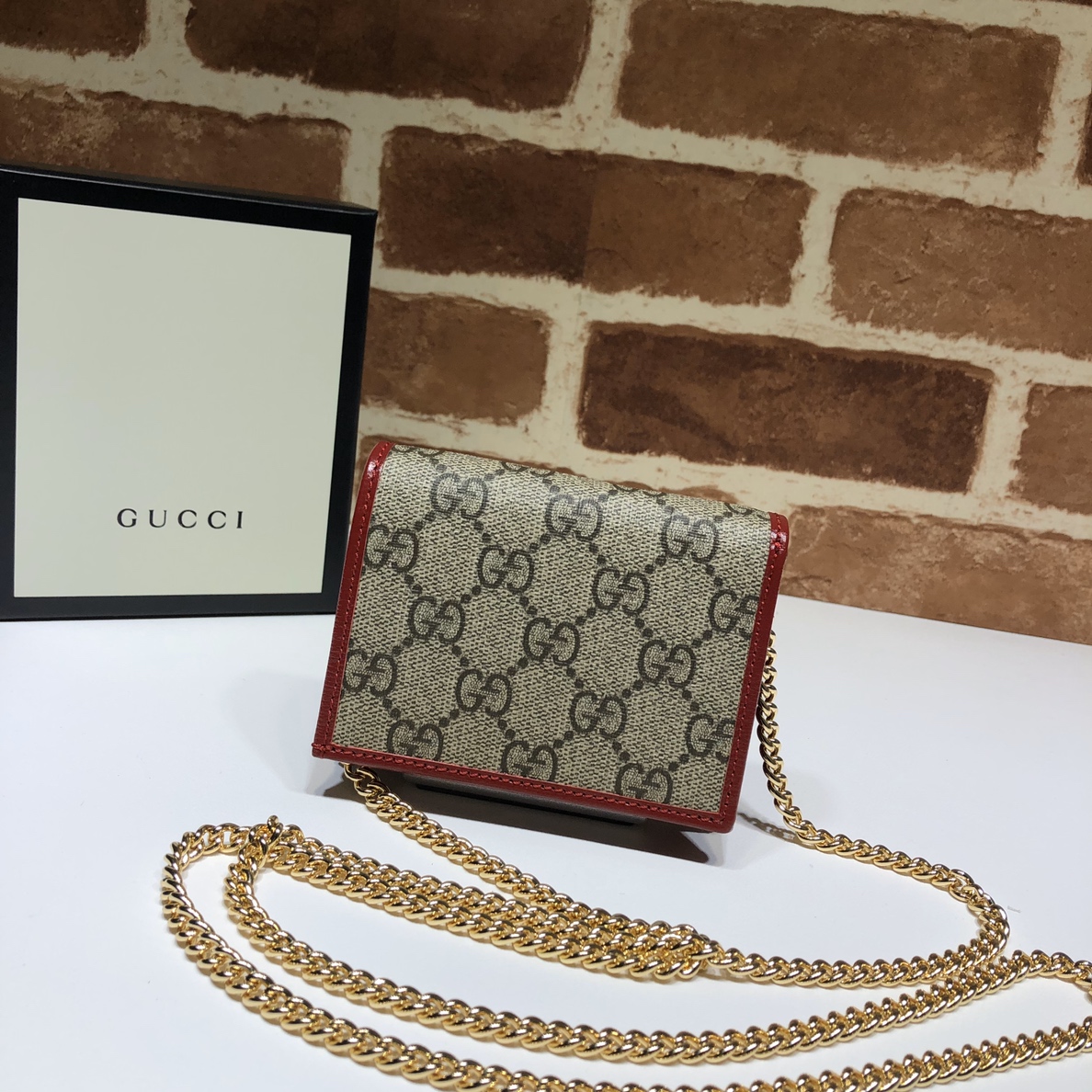 GUCCI古驰马衔扣1955系列双G帆布皮革肩背包623180