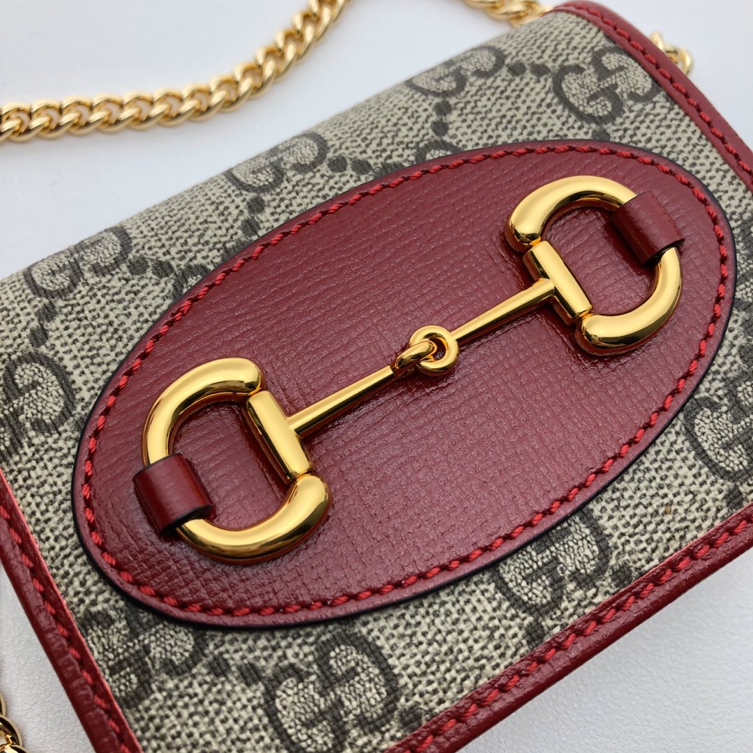 GUCCI古驰马衔扣1955系列双G帆布皮革肩背包623180