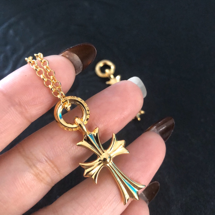 Chrome Hearts Chrome hearts 克罗心22k金圆环十字项链