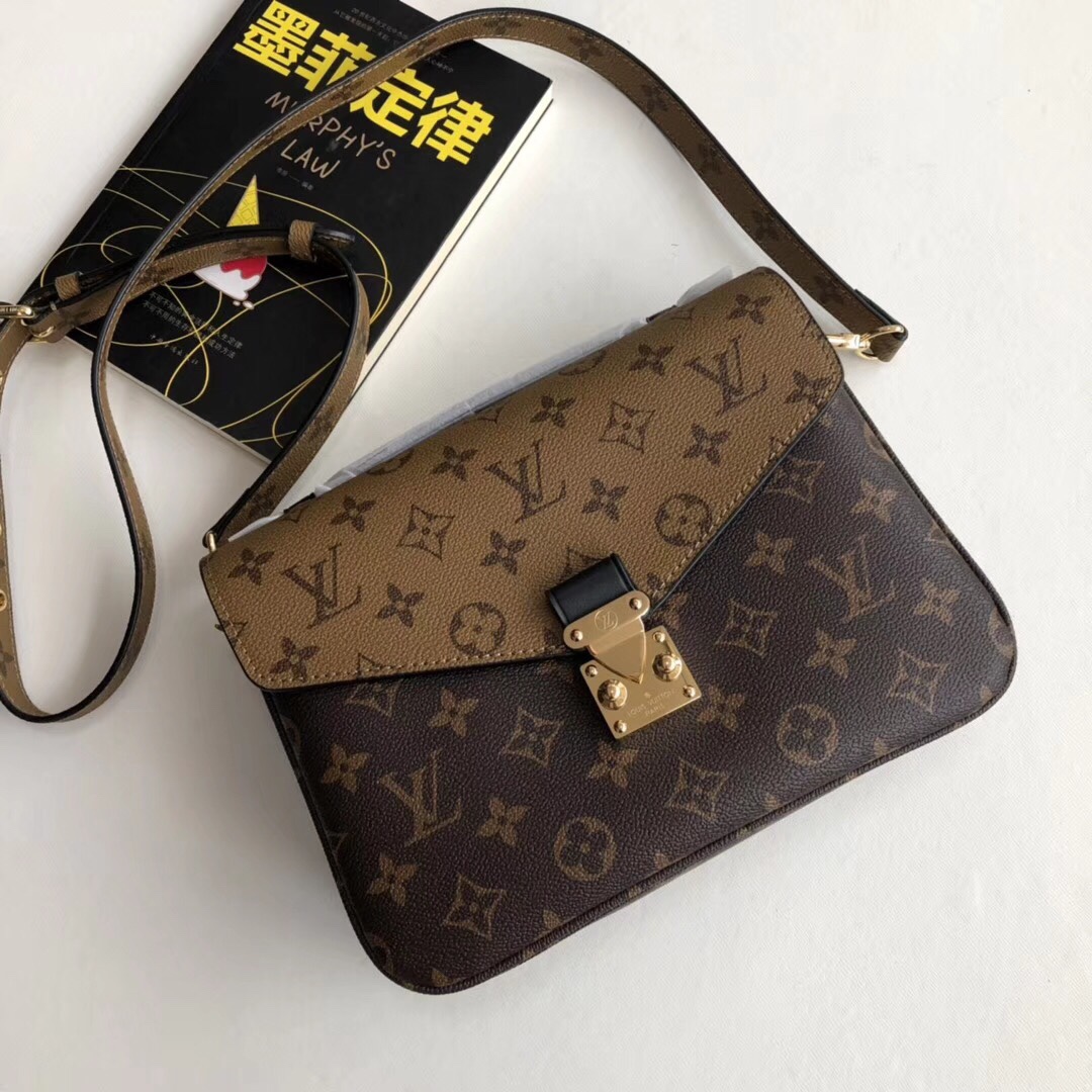 Louis Vuitton LV Pochette MeTis Bags Handbags Yellow All Steel Monogram Reverse Canvas Cowhide M41465