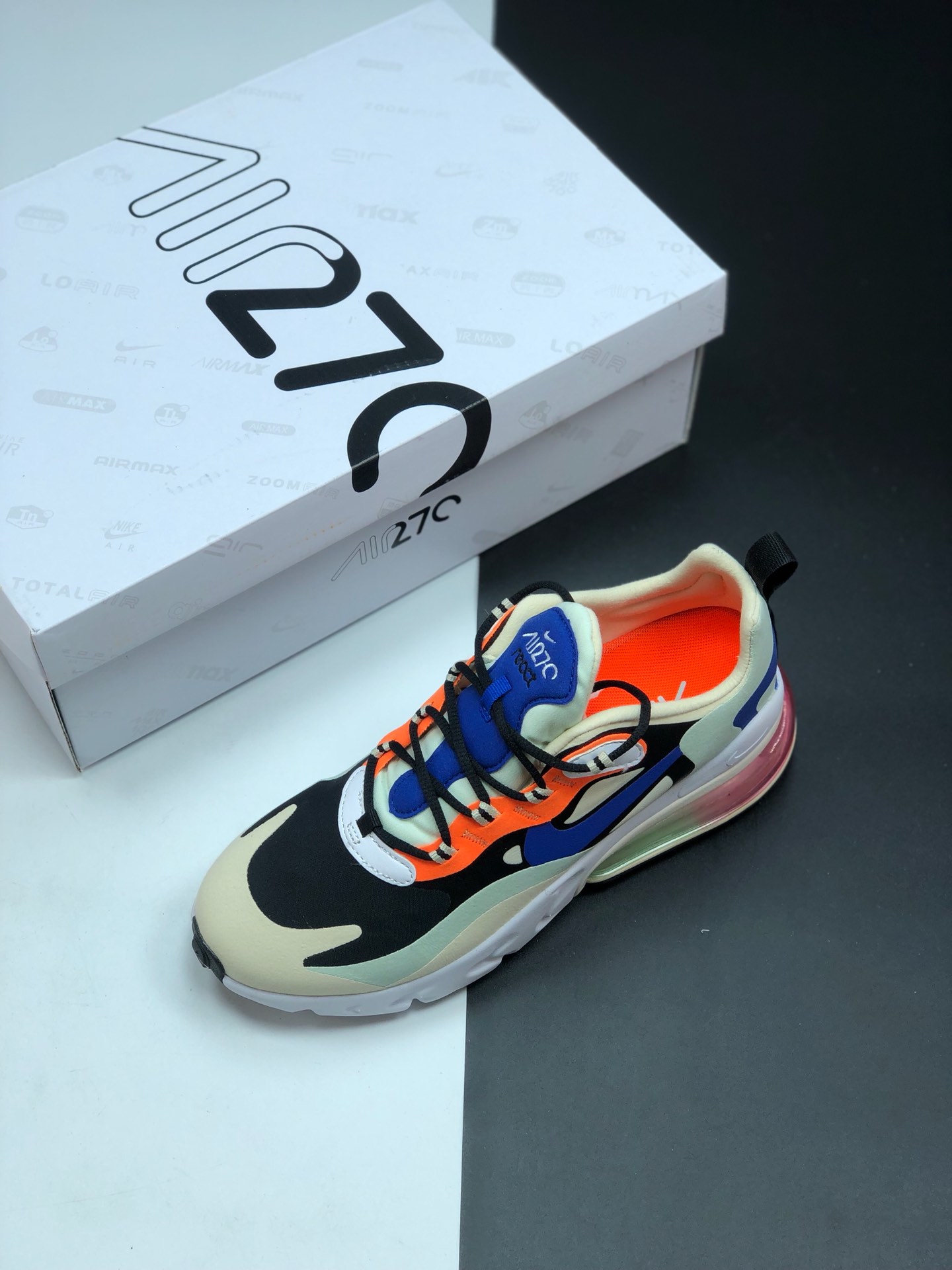 150 公司 新级 配色  耐克 Nike React Air Max 270 高桥盾 纱网 系列 机 半能 气垫跑步鞋 AO4971 601
