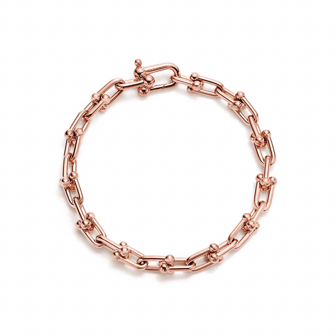 Tiffany & Co. TFN蒂芙尼链环情侣手链 亚金材料电镀18K金玫瑰金 金银玫3个色 男款尺寸：20.5cm 女款尺寸:17.5cm