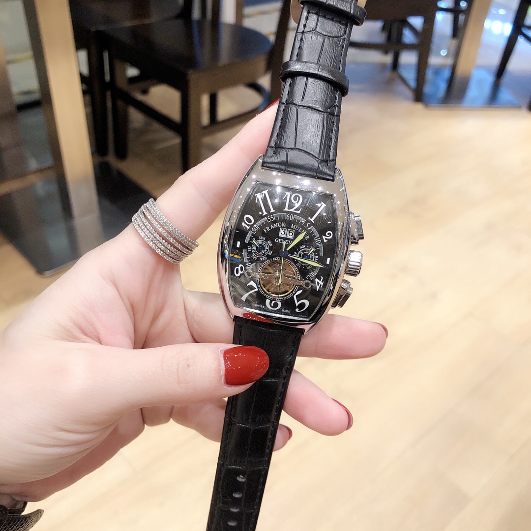 Franck Muller Men's Luxury Watch, Automatic Mechanical Movement, Leather Band