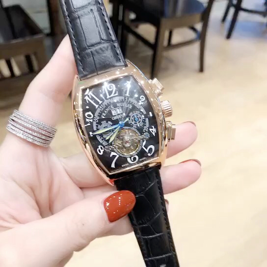 Franck Muller Men's Luxury Watch,Automatic Mechanical Movement,Leather Band,42mmx55mm