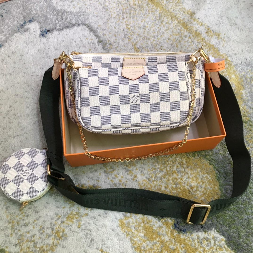 Louis Vuitton LV Favorite Bags Handbags White Splicing All Steel Damier Azur Cowhide Weave M44813