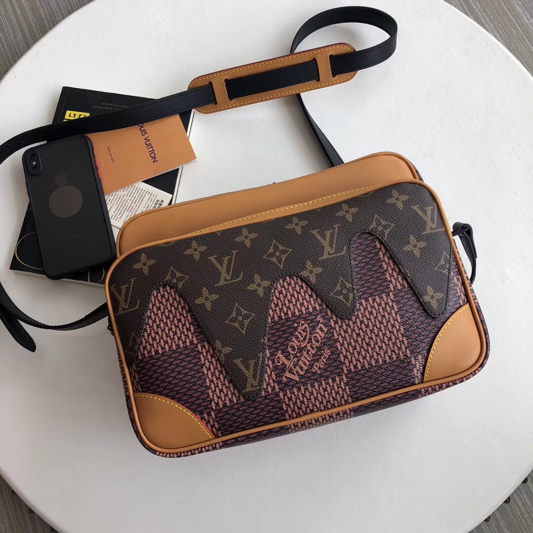 Louis Vuitton LV Neverfull Bags Handbags Gold Pink Canvas Cowhide Fabric Linen Vintage M41605