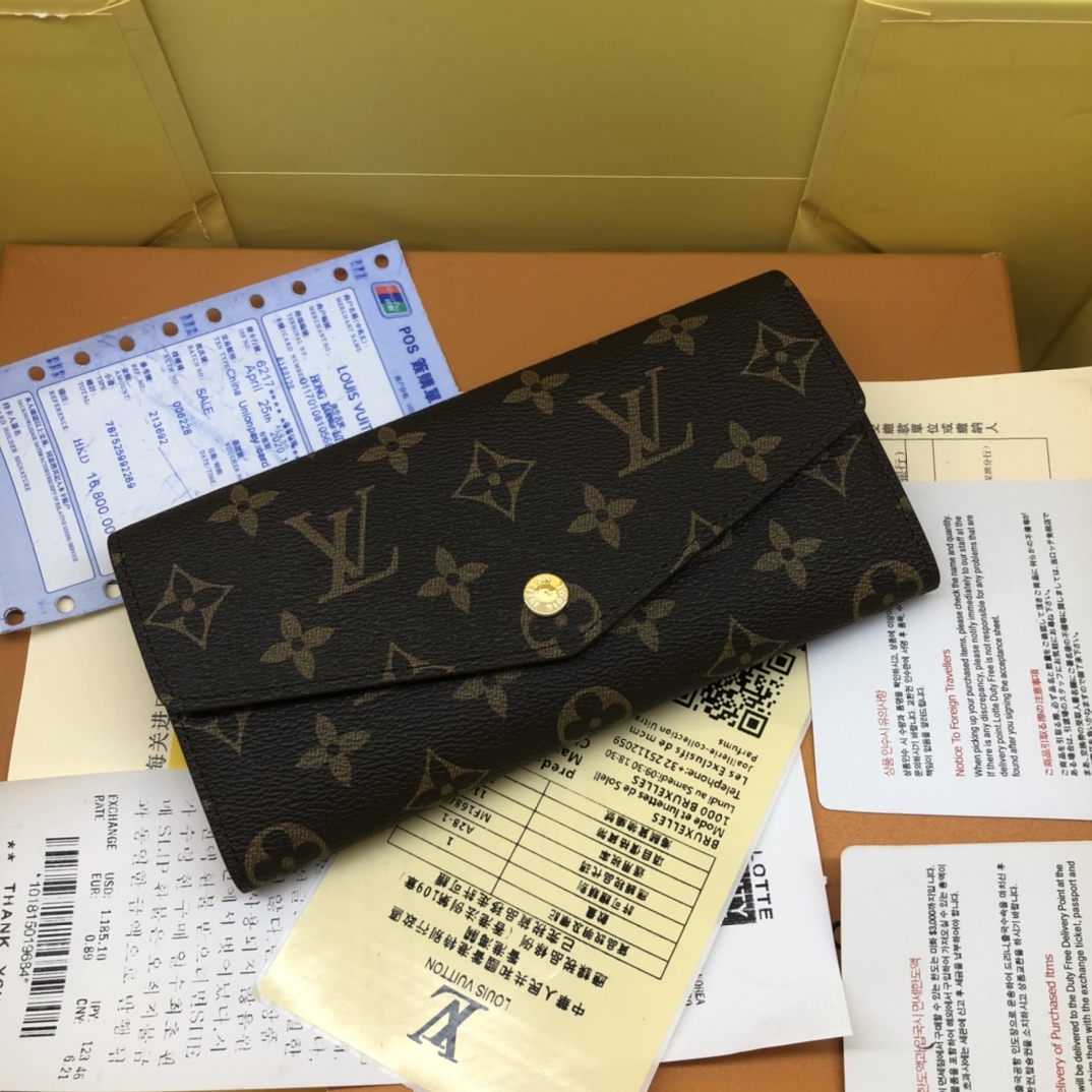 エレガントなモノグラム帆布の信封式財布