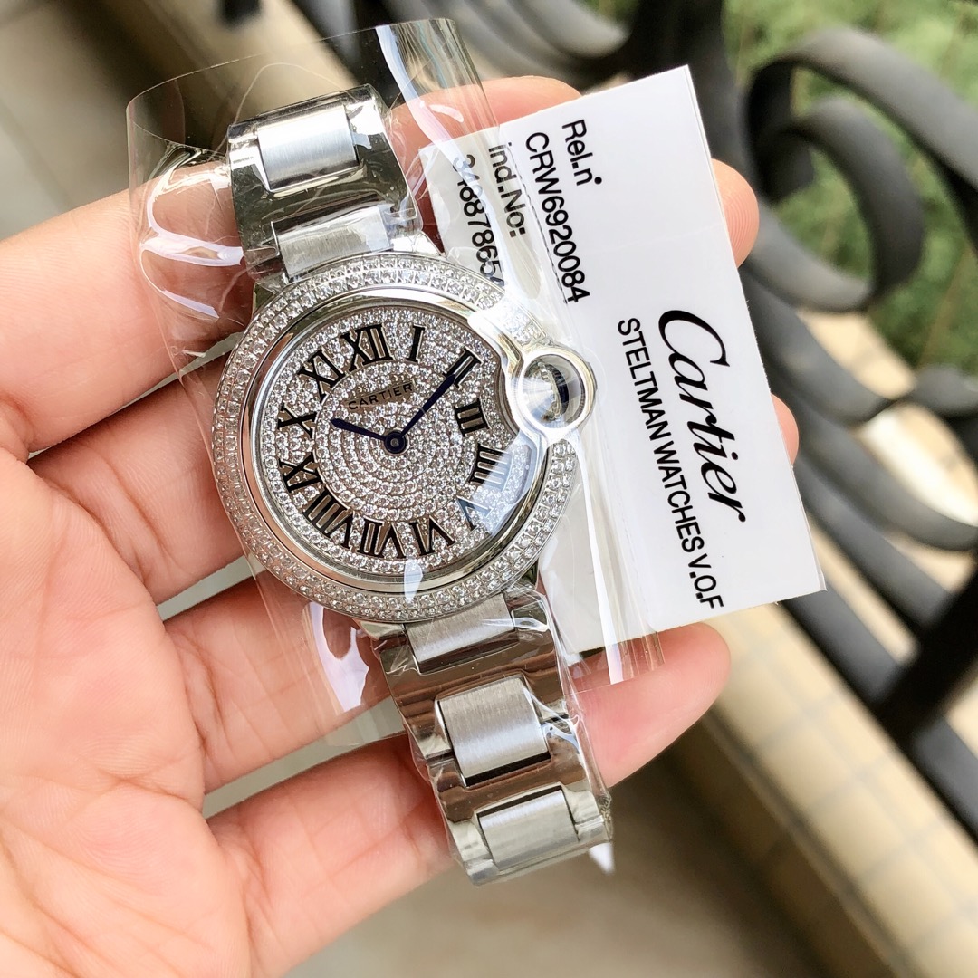 Cartier 蓝气球满天星33到货 同步 钢带版双排钻石 瑞士机芯 33mm 极佳尺寸 小巧 (或36mm可选)字面烤蓝针边黑边蓝 请认准独家高品质1表1标 推荐入手