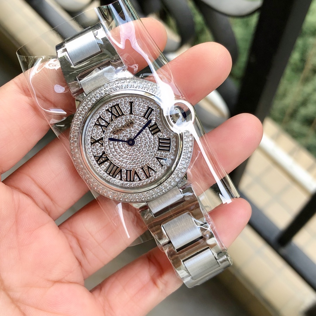 Cartier 蓝气球满天星33到货 同步 钢带版双排钻石 瑞士机芯 33mm 极佳尺寸 小巧 (或36mm可选)字面烤蓝针边黑边蓝 请认准独家高品质1表1标 推荐入手