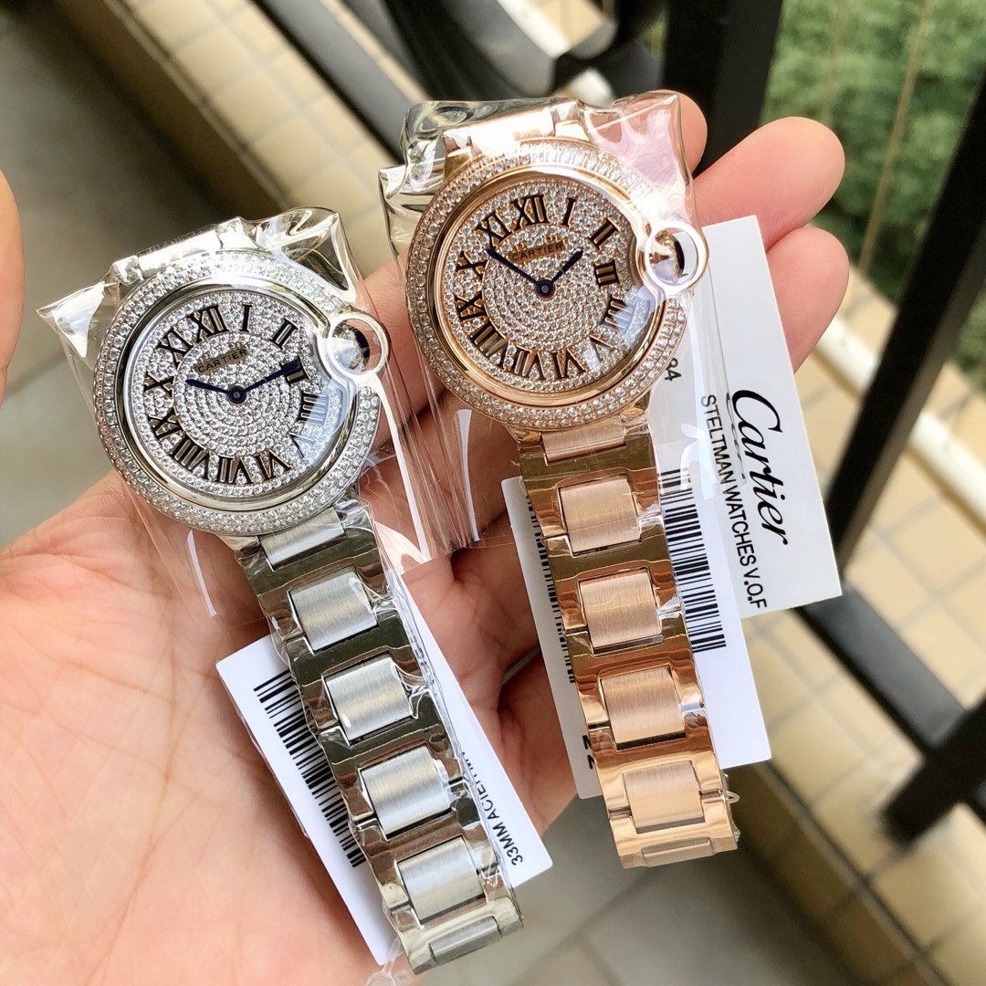 Cartier 蓝气球满天星33到货 同步 钢带版双排钻石 瑞士机芯 33mm 极佳尺寸 小巧 (或36mm可选)字面烤蓝针边黑边蓝 请认准独家高品质1表1标 推荐入手