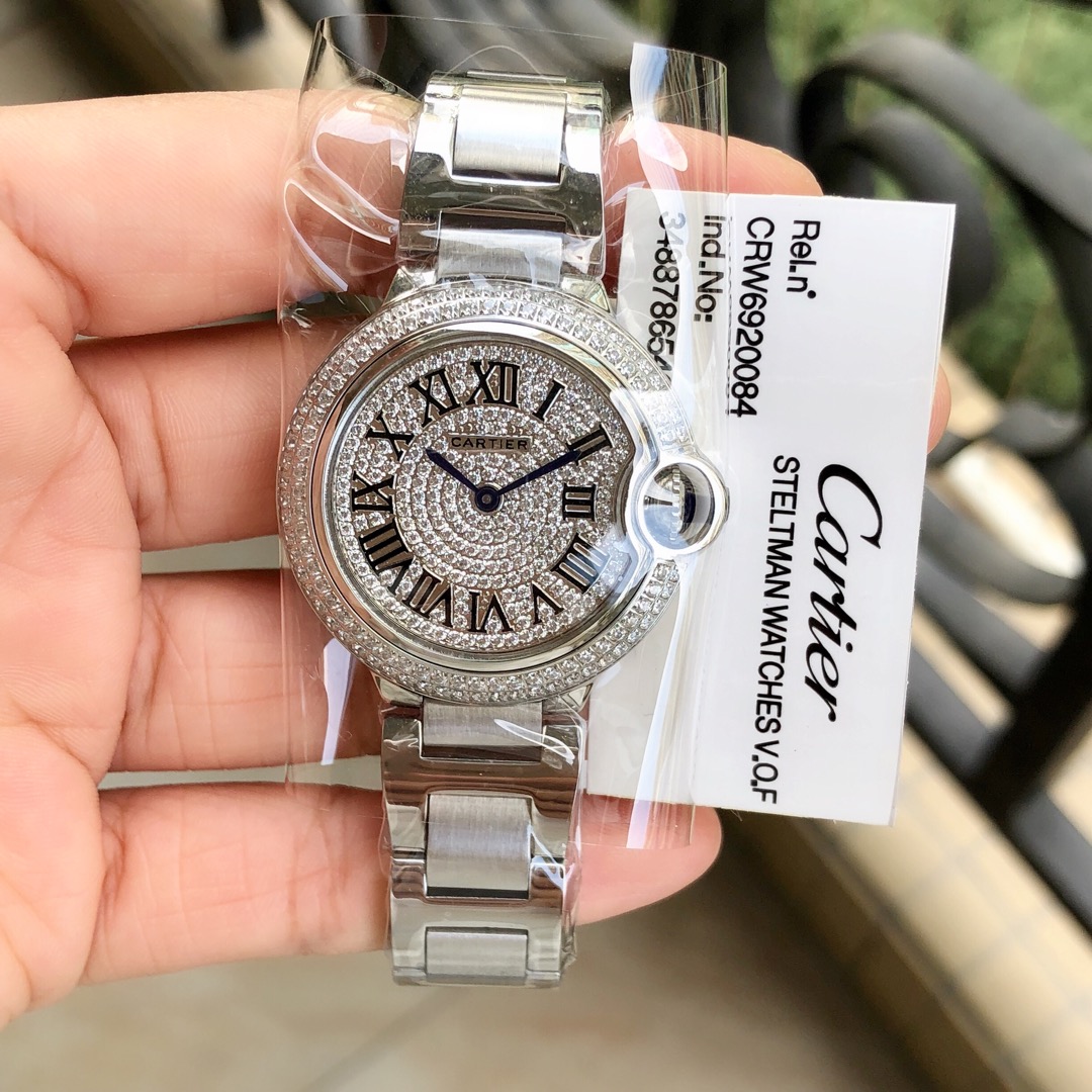 Cartier 蓝气球满天星33到货 同步 钢带版双排钻石 瑞士机芯 33mm 极佳尺寸 小巧 (或36mm可选)字面烤蓝针边黑边蓝 请认准独家高品质1表1标 推荐入手