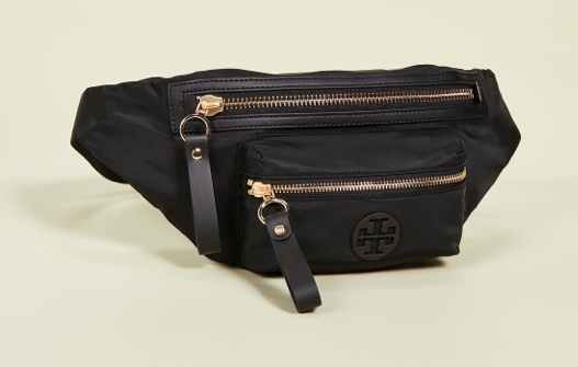 Tory Burch 1905款 TB新款腰包 黑色 尼龙配皮 休闲运动型腰包 胸包 两用型 适合日常使用 轻便