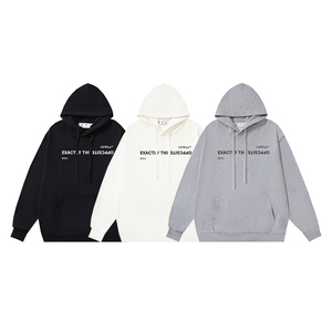 Off-White Clothing Hoodies Black Grey White Cotton Hooded Top