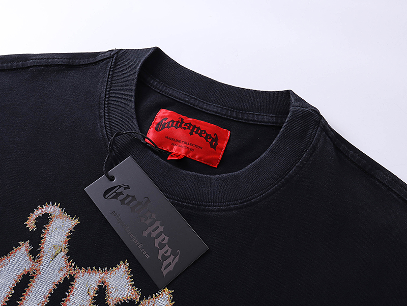 “Godspeed Rock Street Retro Cotton Short Sleeves in Water Washing Black” - 图片 4