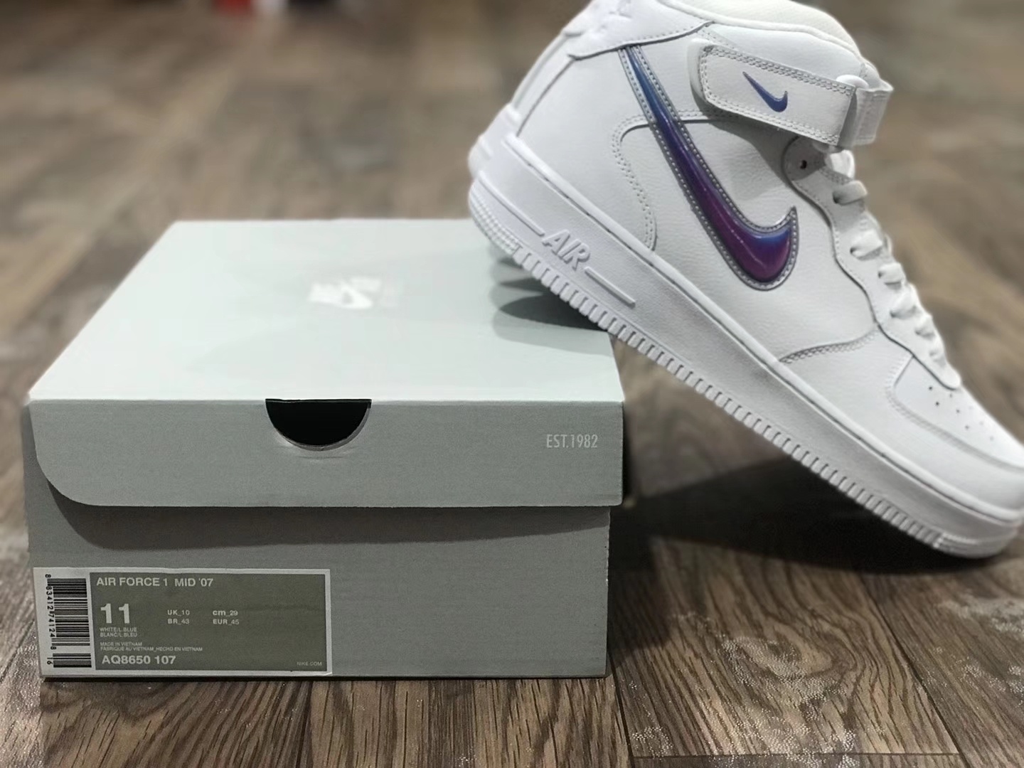 220 市售最高版本  耐克Nike AIR FORCE 1'07  LV8 3D炫彩勾“蓝紫渐变”中帮头层真标内置sole气垫