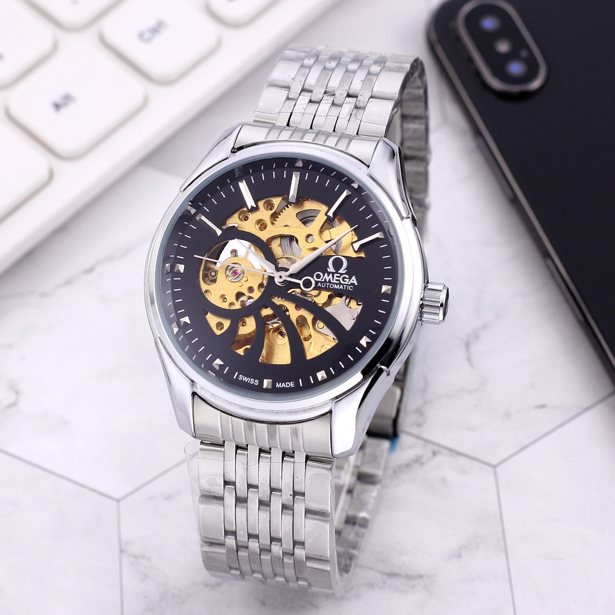 NO:150277,European and American eggplant - OMEGA, casual business men's style is popular for the market, super mineral mirror, fully automatic mechanical movement, accurate time travel, vacuum plating, precision waterproof, diameter 40m/12m, fashionable and versatile, elegant and generous.,19860909欧美茄－OMEGA,休闲商务男款火爆上市超强矿物质镜面,全自动机械机芯,走时精准,真空电镀,精密防水,直径40m/12m,时尚百搭 优雅大方.,,Watch