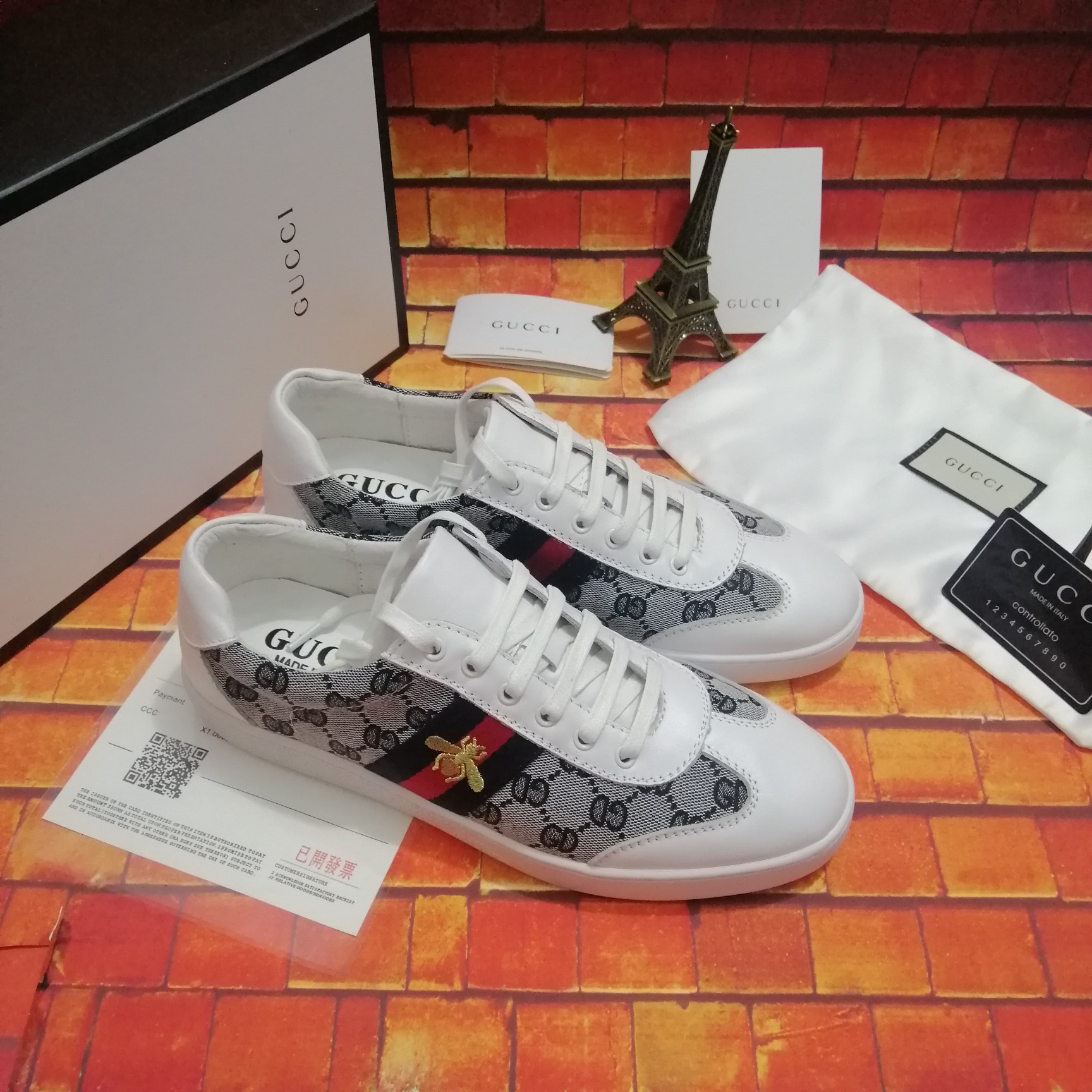 260Gucci-古驰小蜜蜂系列板鞋最新配色，夏季爆款！广东原厂市场独家！