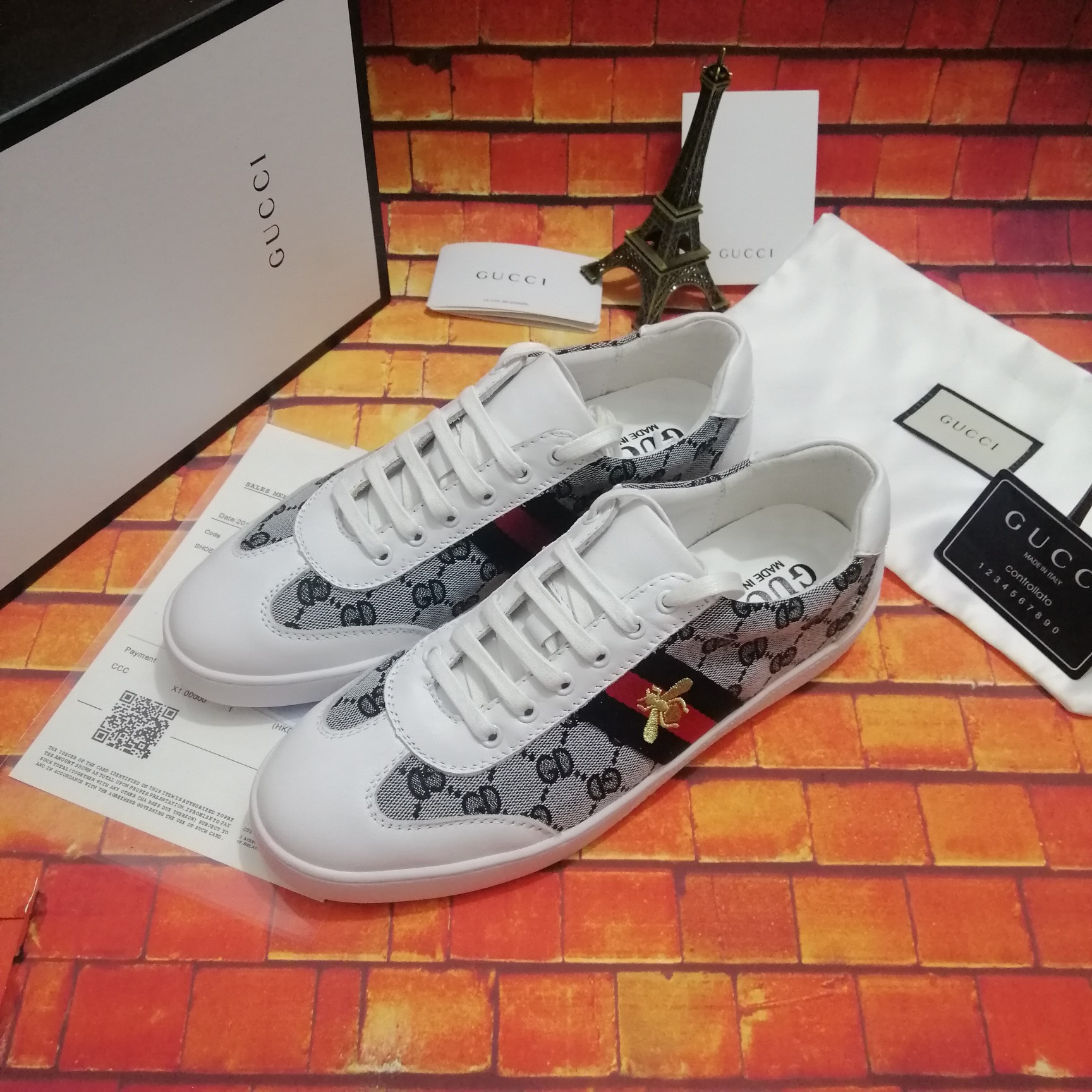 260Gucci-古驰小蜜蜂系列板鞋最新配色，夏季爆款！广东原厂市场独家！