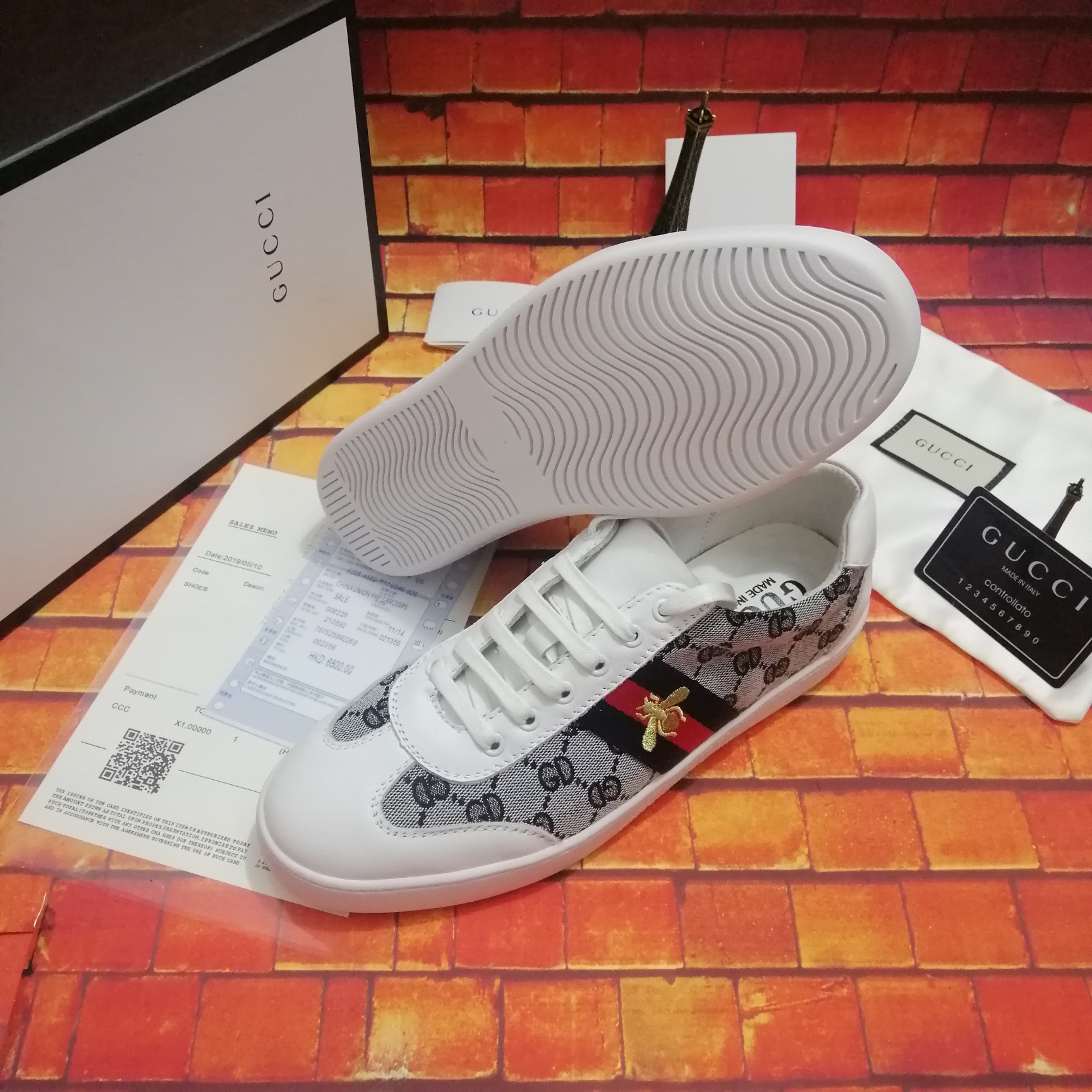 260Gucci-古驰小蜜蜂系列板鞋最新配色，夏季爆款！广东原厂市场独家！