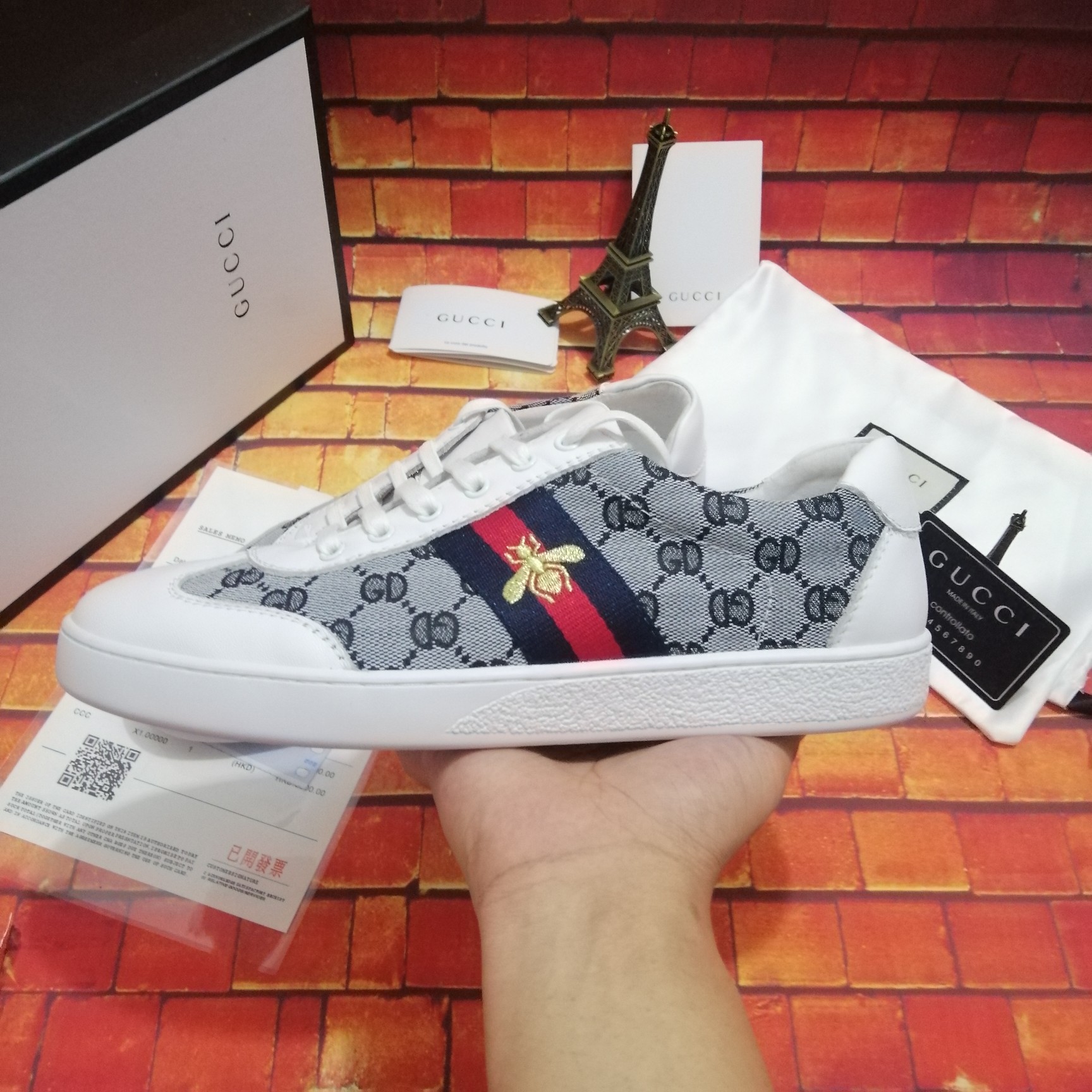 260Gucci-古驰小蜜蜂系列板鞋最新配色，夏季爆款！广东原厂市场独家！