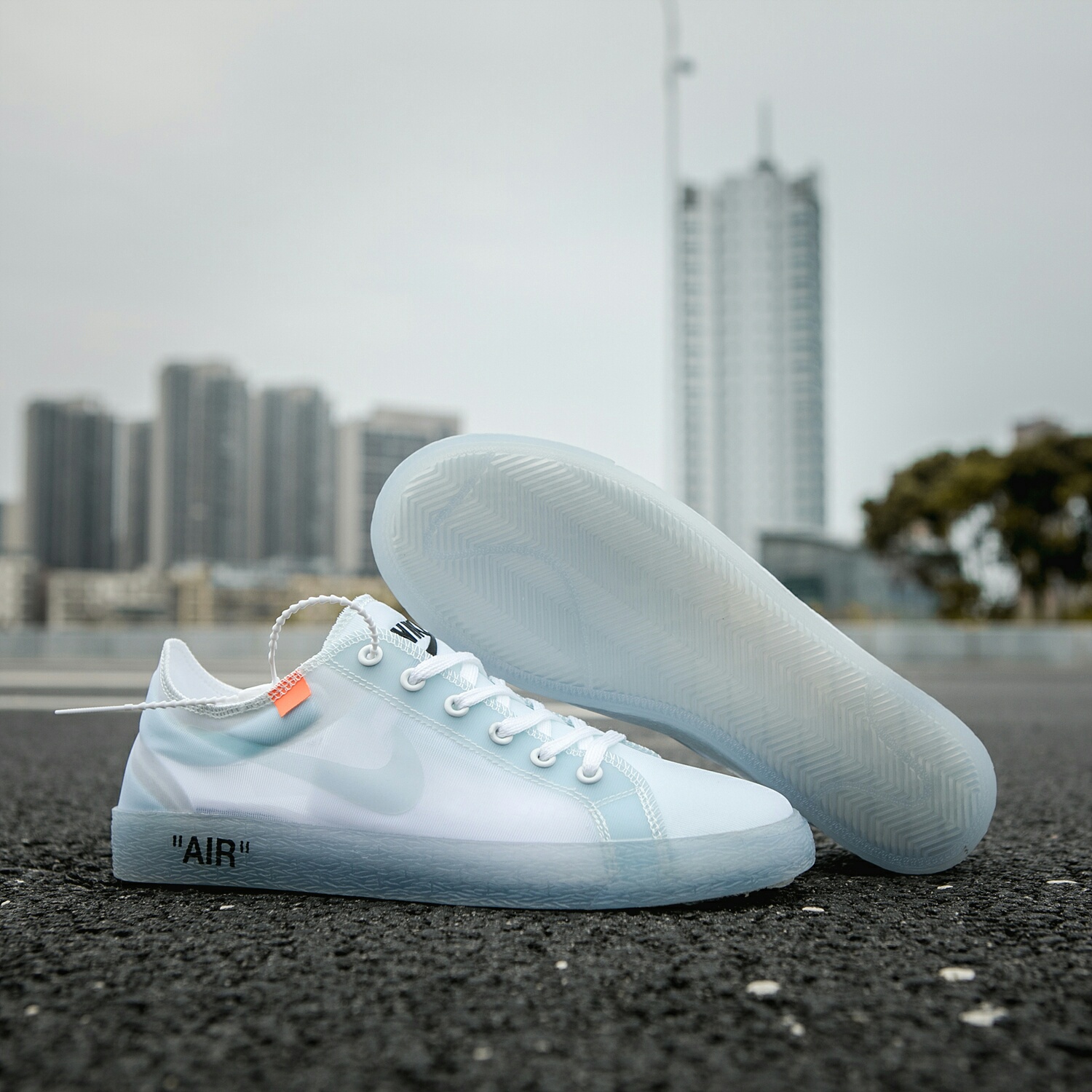 130 真标带半码 耐克OFF联名 NIKE BLAZER LOW 透气潮流透眀网纱 男女子情侣时尚百搭休闲板