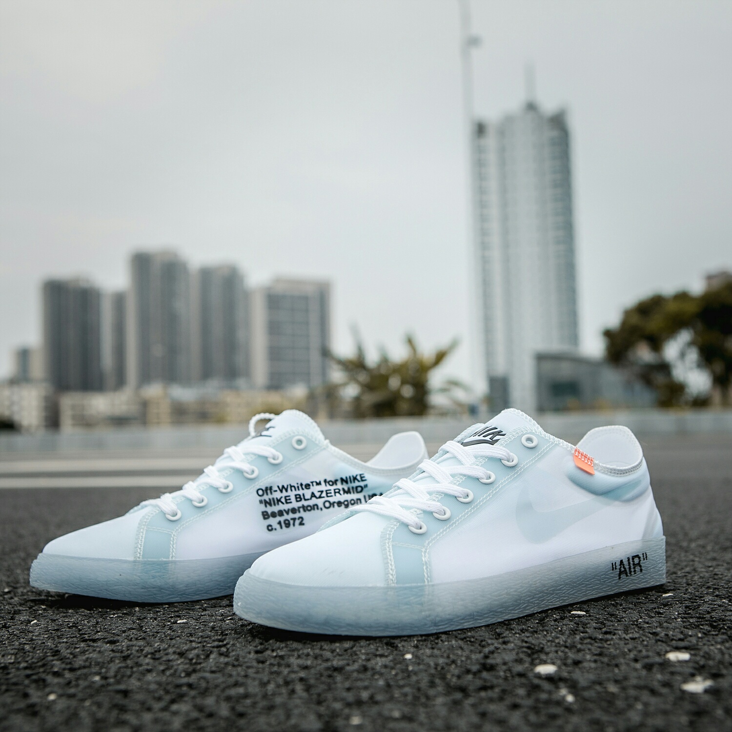 130 真标带半码 耐克OFF联名 NIKE BLAZER LOW 透气潮流透眀网纱 男女子情侣时尚百搭休闲板