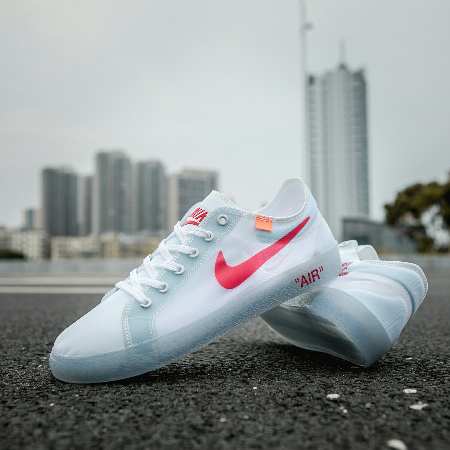 130 真标带半码 耐克OFF联名 NIKE BLAZER LOW 透气潮流透眀网纱 男女子情侣时尚百搭休闲板