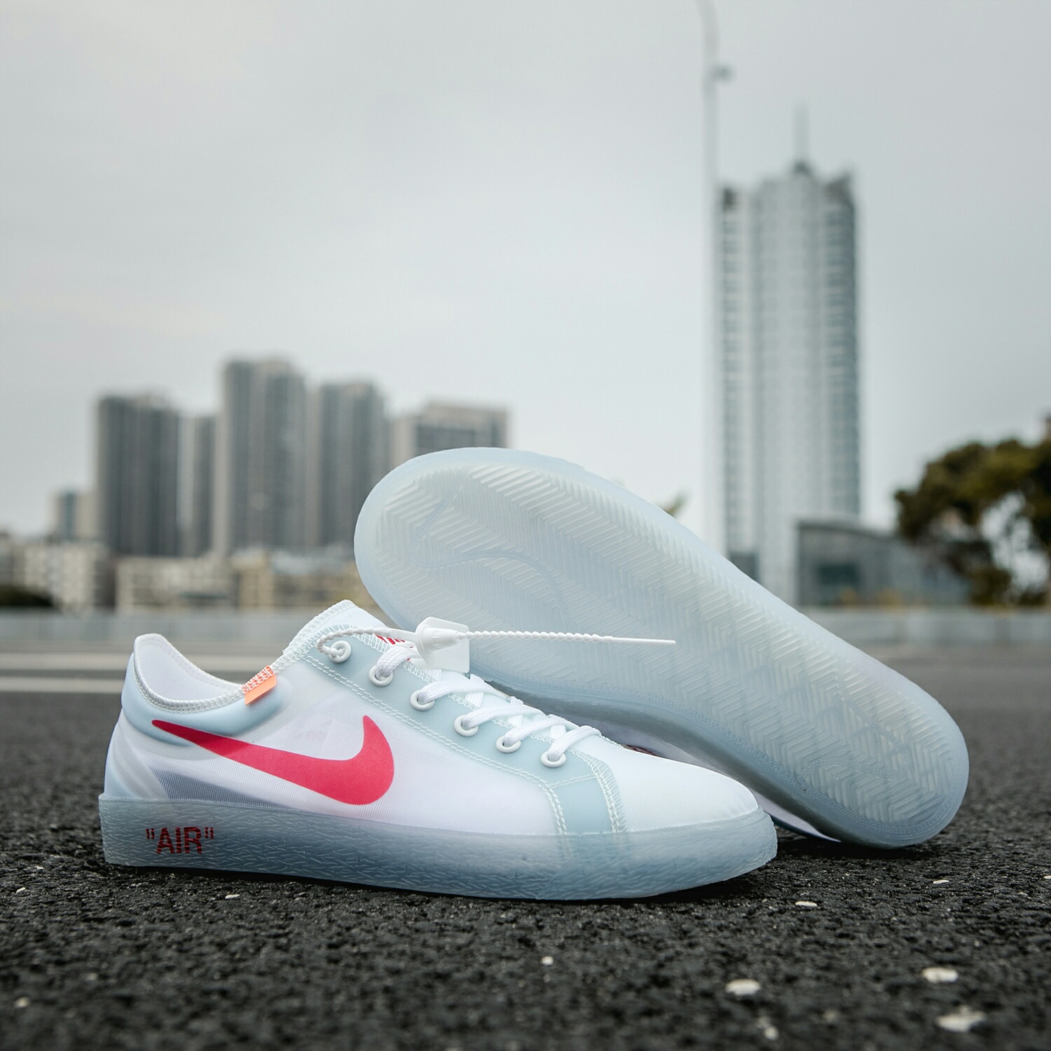 130 真标带半码 耐克OFF联名 NIKE BLAZER LOW 透气潮流透眀网纱 男女子情侣时尚百搭休闲板