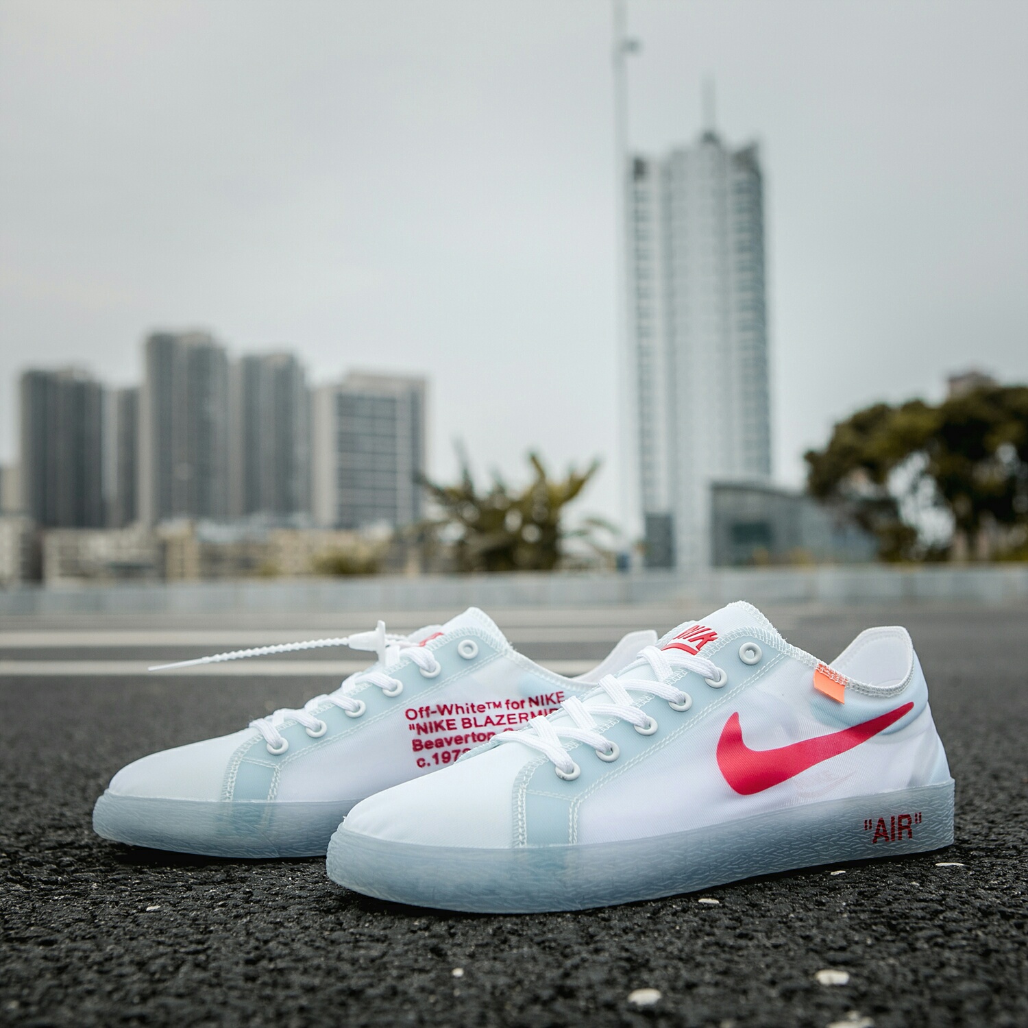 130 真标带半码 耐克OFF联名 NIKE BLAZER LOW 透气潮流透眀网纱 男女子情侣时尚百搭休闲板