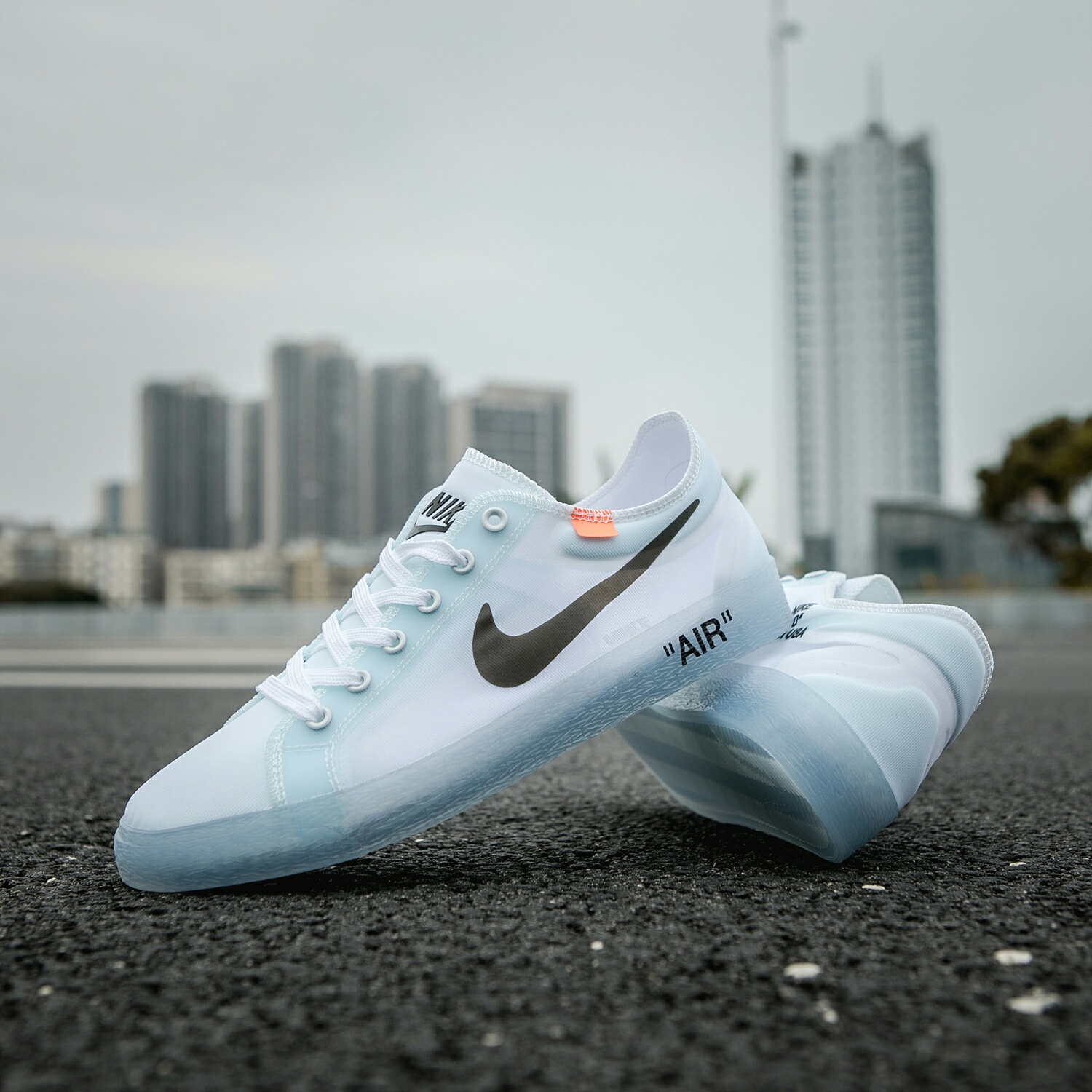 130 真标带半码 耐克OFF联名 NIKE BLAZER LOW 透气潮流透眀网纱 男女子情侣时尚百搭休闲板