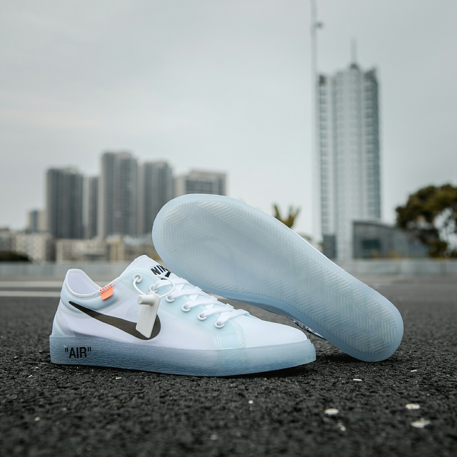 130 真标带半码 耐克OFF联名 NIKE BLAZER LOW 透气潮流透眀网纱 男女子情侣时尚百搭休闲板