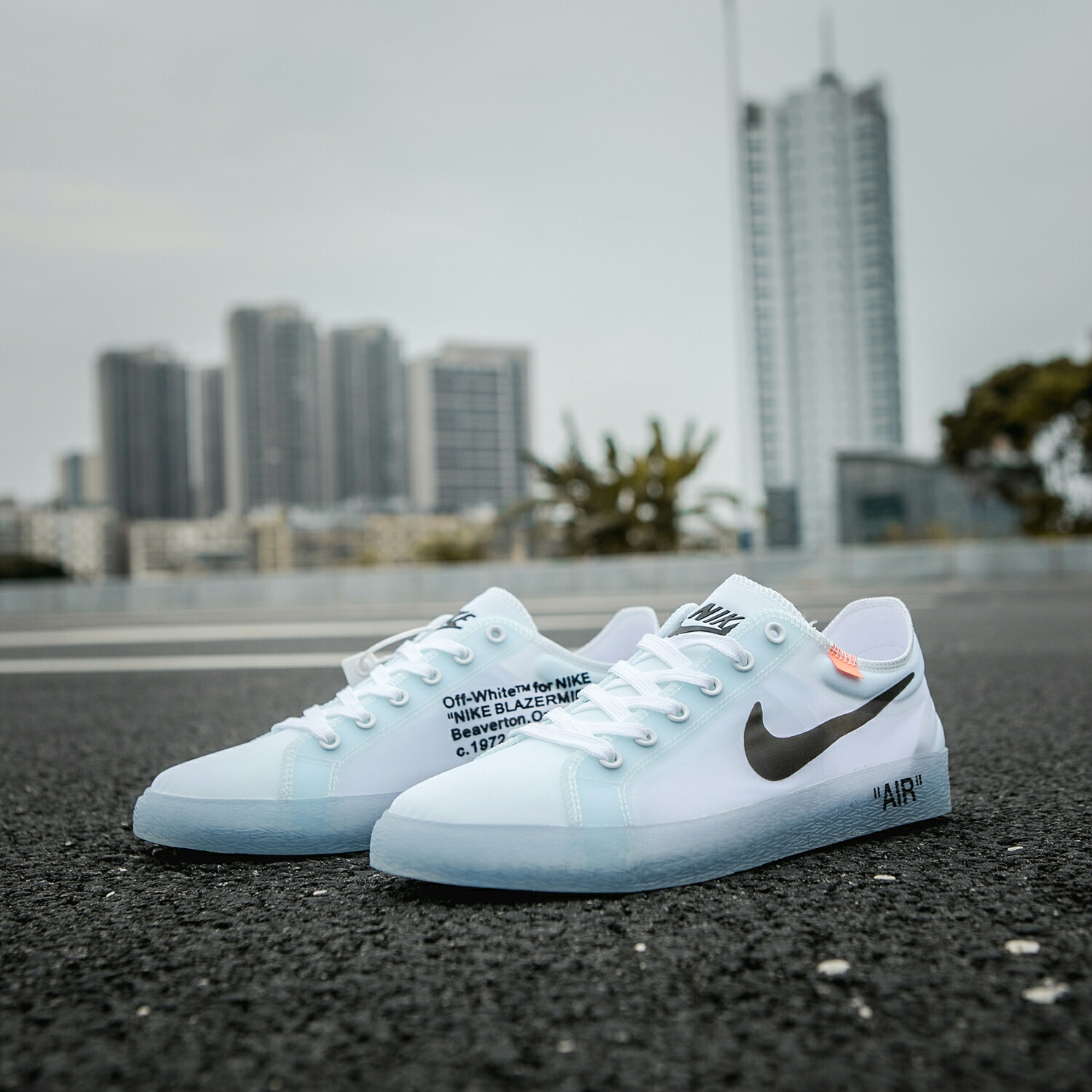 130 真标带半码 耐克OFF联名 NIKE BLAZER LOW 透气潮流透眀网纱 男女子情侣时尚百搭休闲板