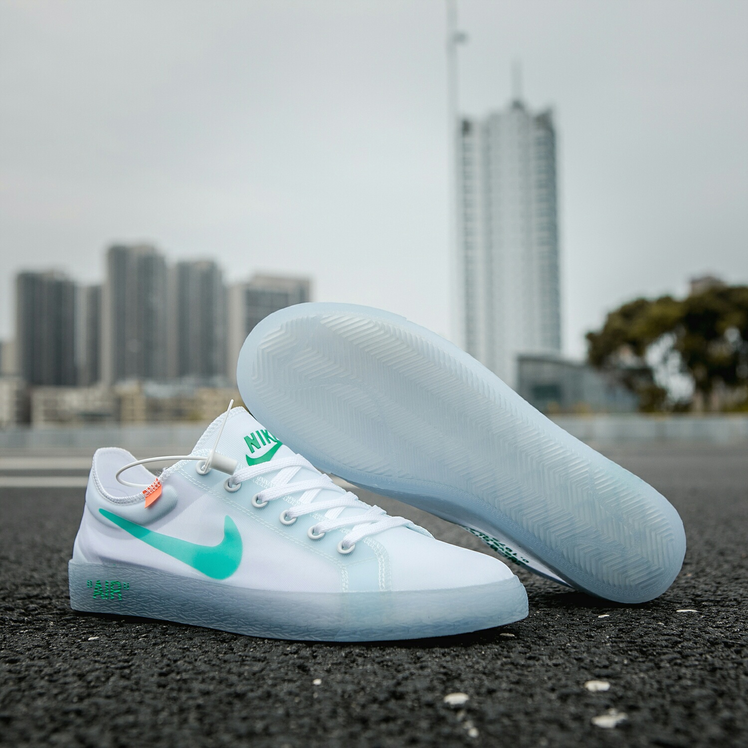 130 真标带半码 耐克OFF联名 NIKE BLAZER LOW 透气潮流透眀网纱 男女子情侣时尚百搭休闲板